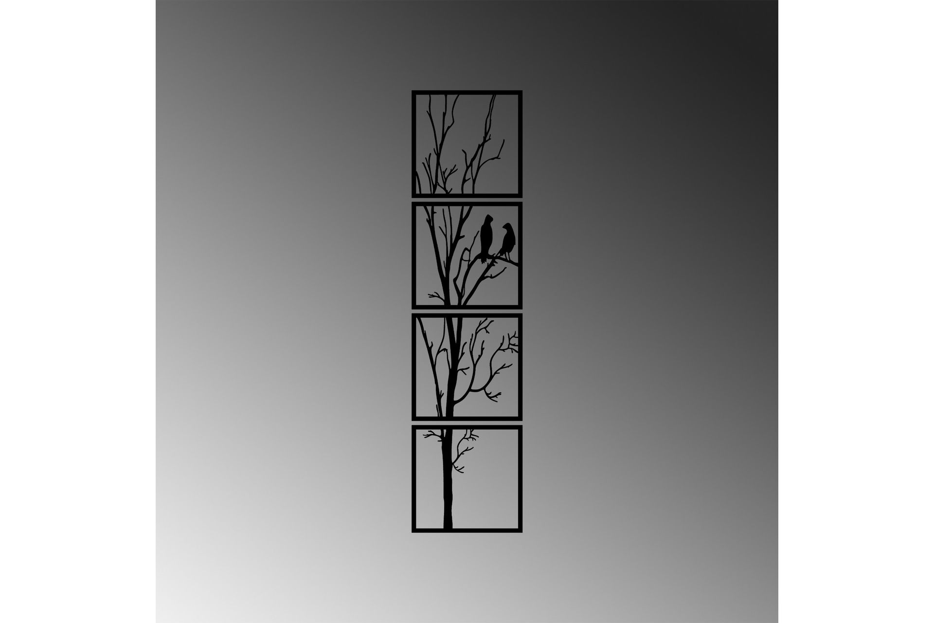 Tree And Birds 30 cm Veggdekor - Svart - Innredning - Veggdekorasjon - Skilt - Metallskilt