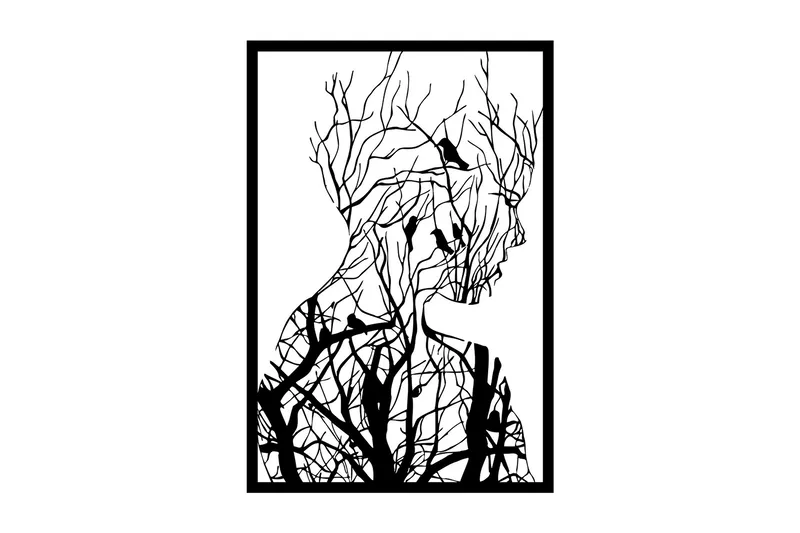 Tree branches Veggdekor, Svart