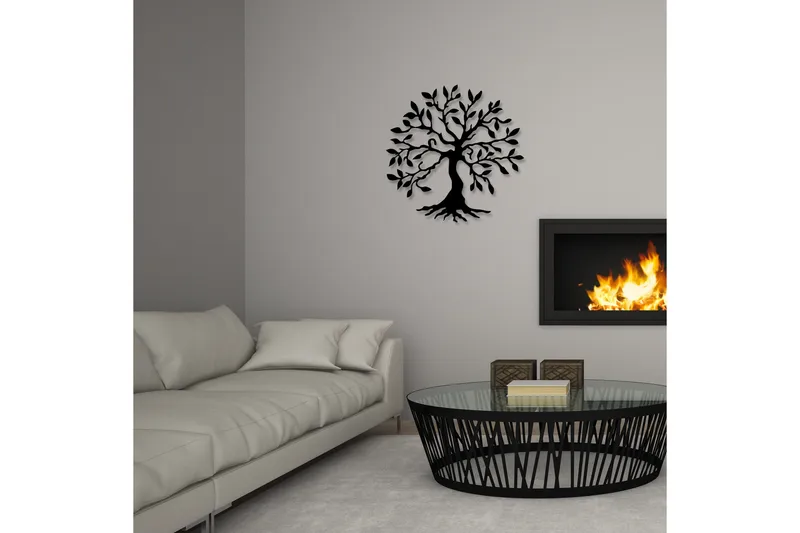 Tree Metal Veggdekor, Svart