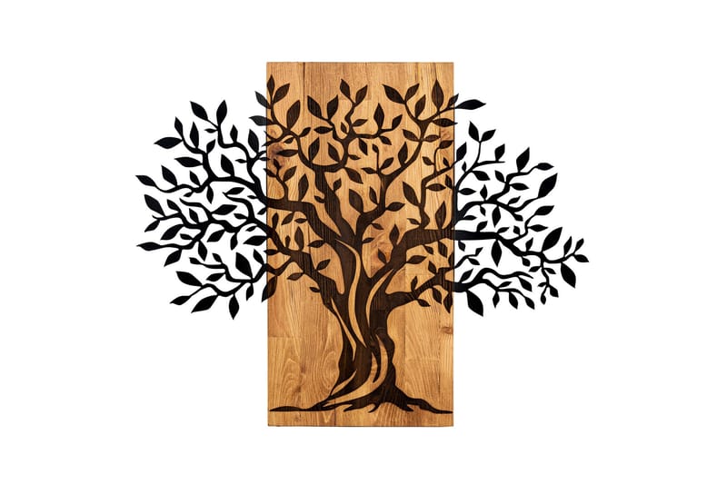 Tree Wooden Wall Accessory Veggdekor - Svart/Valnøtt - Innredning - Veggdekorasjon - Skilt - Metallskilt