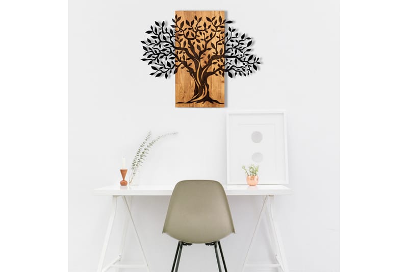 Tree Wooden Wall Accessory Veggdekor - Svart/Valnøtt - Innredning - Veggdekorasjon - Skilt - Metallskilt