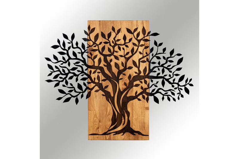 Tree Wooden Wall Accessory Veggdekor - Svart/Valnøtt - Innredning - Veggdekorasjon - Skilt - Metallskilt