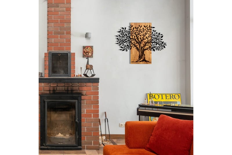 Tree Wooden Wall Accessory Veggdekor - Svart/Valnøtt - Innredning - Veggdekorasjon - Skilt - Metallskilt