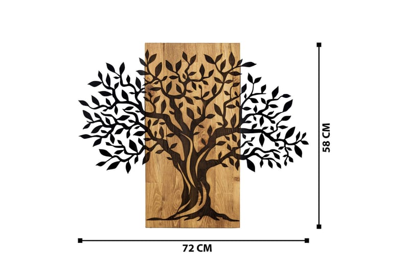 Tree Wooden Wall Accessory Veggdekor - Svart/Valnøtt - Innredning - Veggdekorasjon - Skilt - Metallskilt