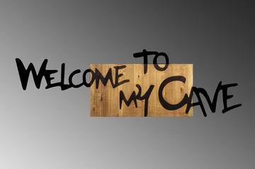 Welcome To My Cave Veggdekor - Svart/Valnøtt - Innredning - Veggdekorasjon - Skilt - Metallskilt