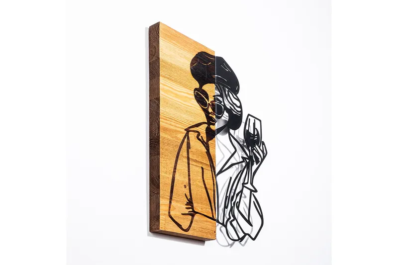 Woman 2 Veggdekor, Svart/Lys Valnøtt