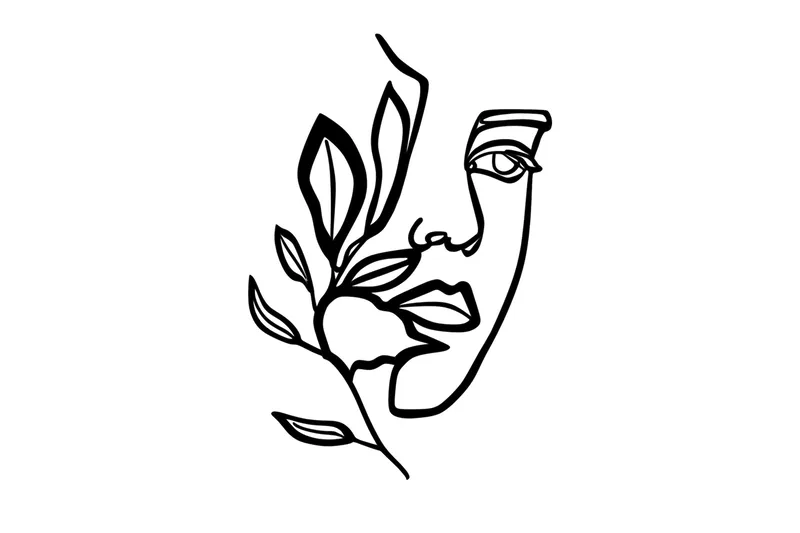 Woman Face Behind The Branch Veggdekor, Svart