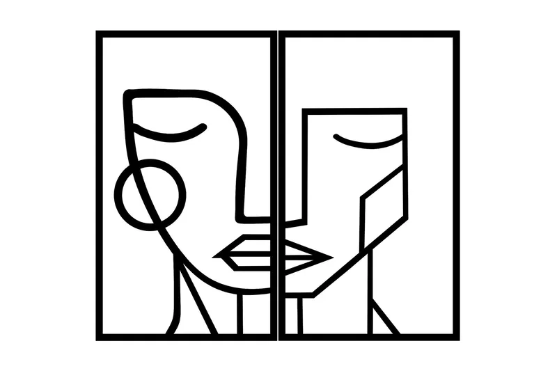 Woman Face Veggdekor, Svart