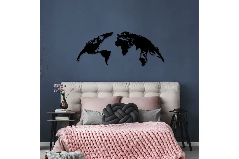 World Map 1 Large Veggdekor - Svart - Innredning - Veggdekorasjon - Skilt - Metallskilt