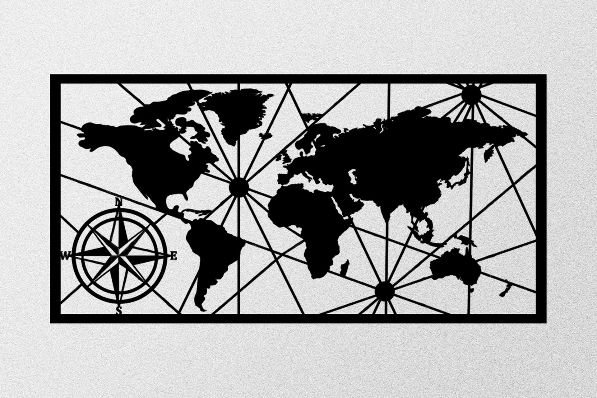 World Map 1 Large Veggdekor - Svart - Innredning - Veggdekorasjon - Skilt - Metallskilt