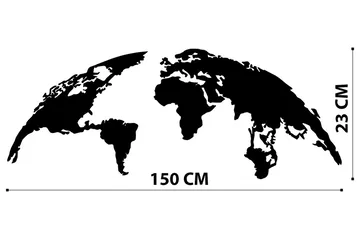 World Map 1 Large Veggdekor - Svart - Innredning - Veggdekorasjon - Skilt - Metallskilt