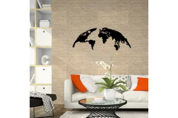 World Map 1 Large Veggdekor - Svart - Innredning - Veggdekorasjon - Skilt - Metallskilt