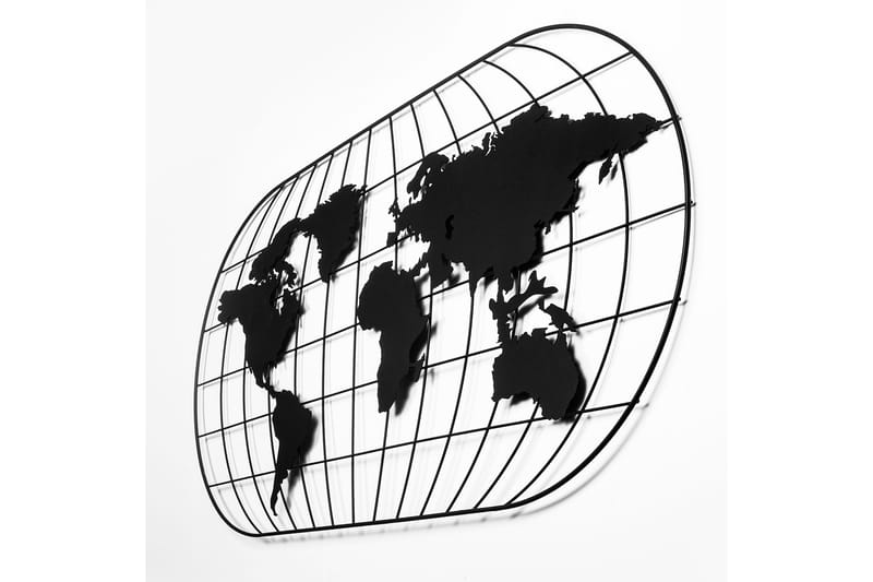 World Map 17 Veggdekor - Svart - Innredning - Veggdekorasjon - Skilt - Metallskilt