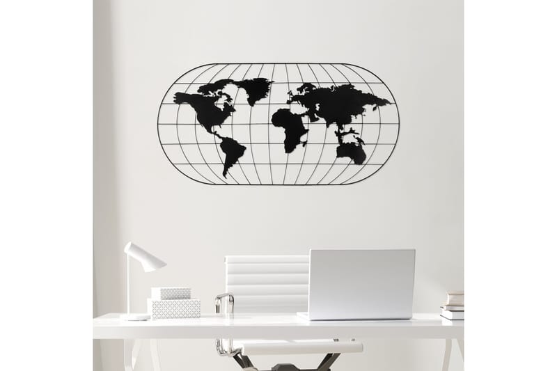World Map 17 Veggdekor - Svart - Innredning - Veggdekorasjon - Skilt - Metallskilt