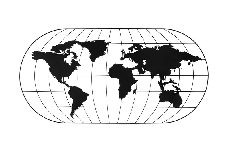 World Map 17 Veggdekor - Svart - Innredning - Veggdekorasjon - Skilt - Metallskilt