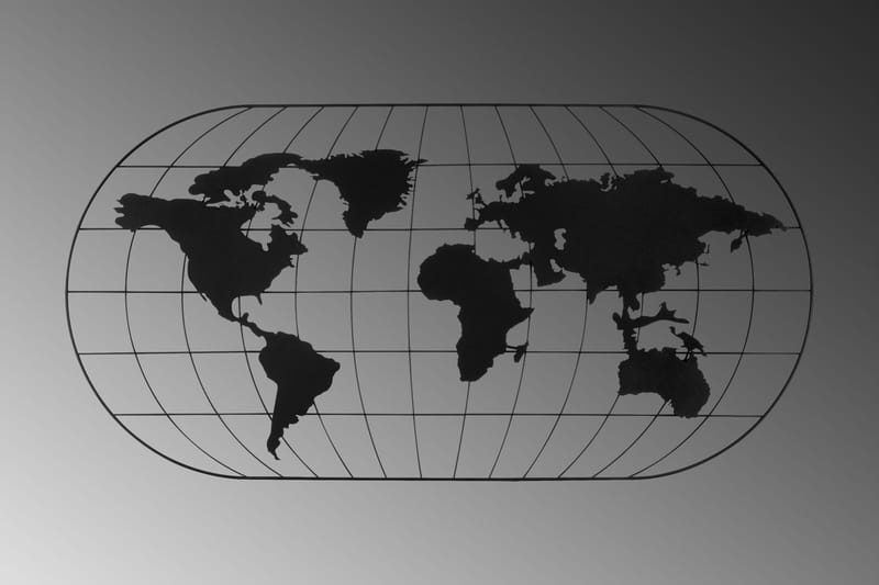 World Map 17 Veggdekor - Svart - Innredning - Veggdekorasjon - Skilt - Metallskilt