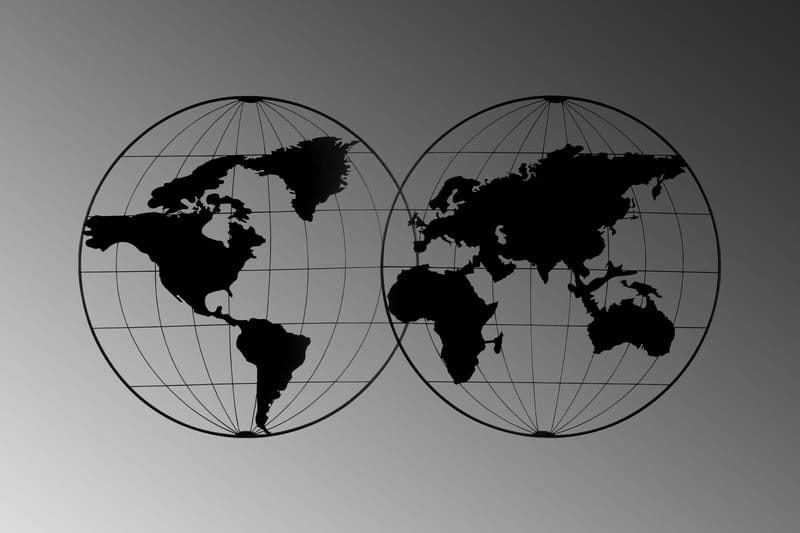 World Map 18 Veggdekor - Svart - Innredning - Veggdekorasjon - Skilt - Metallskilt
