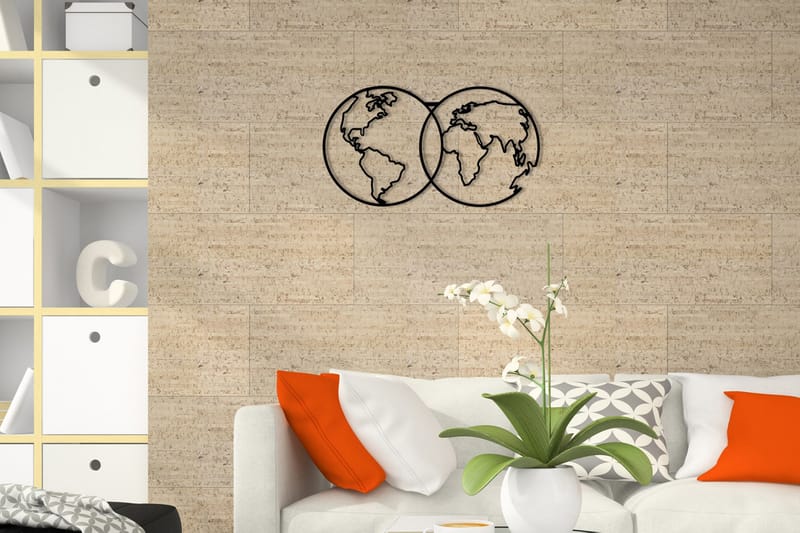 World Map Metal Decor 10 Veggdekor - Svart - Innredning - Veggdekorasjon - Skilt - Metallskilt