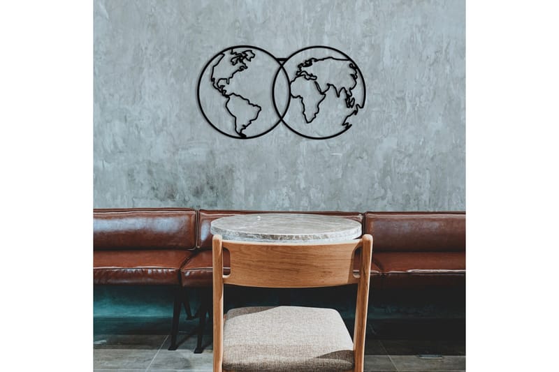 World Map Metal Decor 10 Veggdekor - Svart - Innredning - Veggdekorasjon - Skilt - Metallskilt