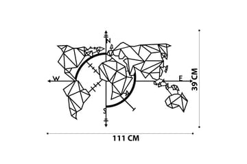 World Map Metal Decor 2 Veggdekor - Svart - Innredning - Veggdekorasjon - Skilt - Metallskilt