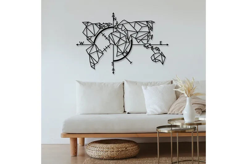 World Map Metal Decor 2 Veggdekor - Svart - Innredning - Veggdekorasjon - Skilt - Metallskilt