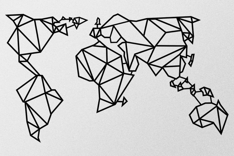 World Map Metal Decor 4 Veggdekor - Svart - Innredning - Veggdekorasjon - Skilt - Metallskilt