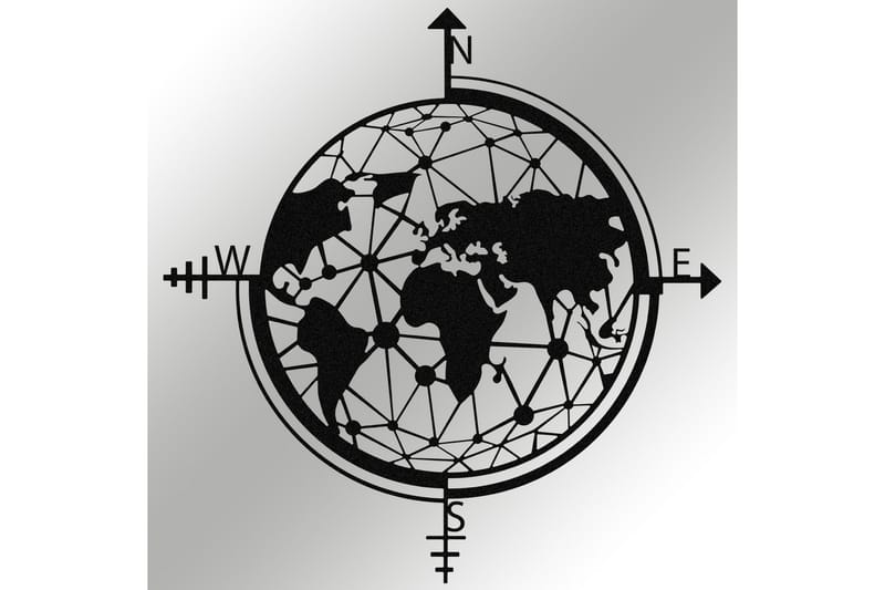 World Map Veggdekor - Svart - Innredning - Veggdekorasjon - Skilt - Metallskilt