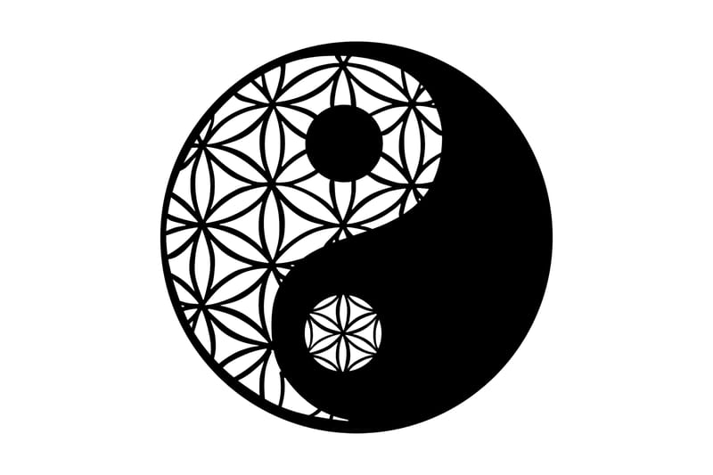 Yin & Yang Veggdekor - Svart - Metallskilt