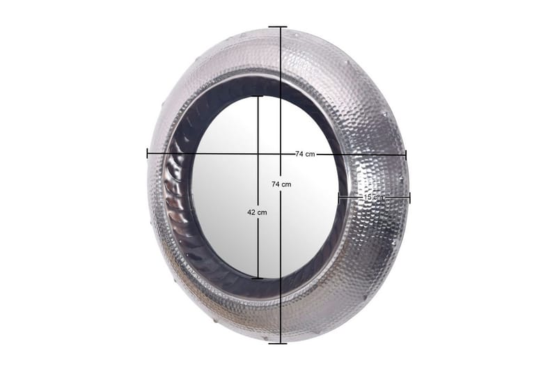 Speil Wohnling Moderne bølgemetallramme rund 74 cm - Innredning - Speil - Veggspeil
