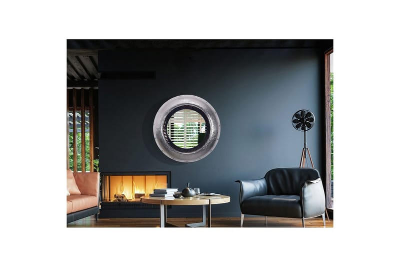 Speil Wohnling Moderne bølgemetallramme rund 74 cm - Innredning - Veggdekorasjon - Rammer