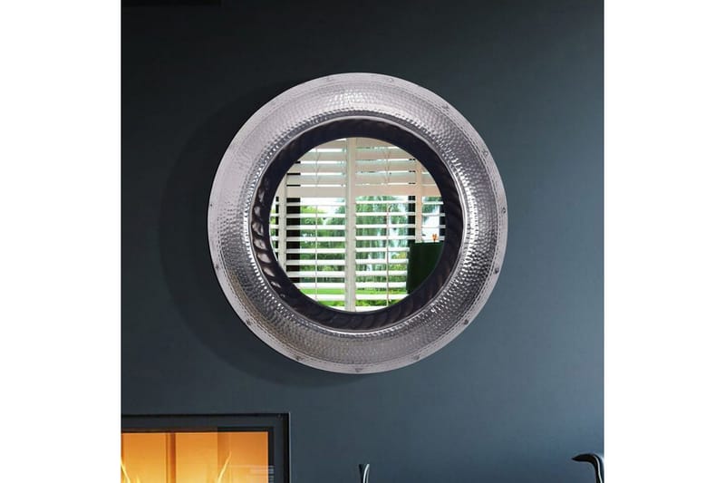 Speil Wohnling Moderne bølgemetallramme rund 74 cm - Innredning - Speil - Veggspeil