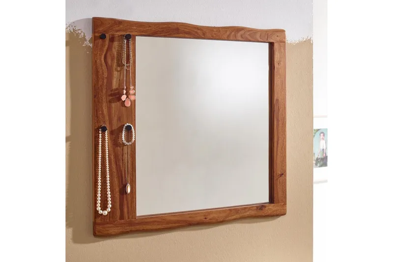 Speil Wohnling Trekanter i massiv treramme med kroker Landlig stil - Innredning - Speil - Veggspeil