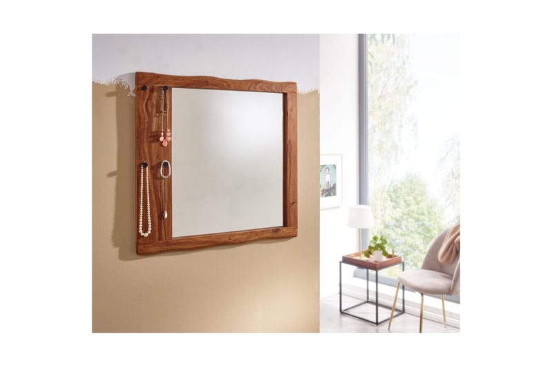 Speil Wohnling Trekanter i massiv treramme med kroker Landlig stil - Innredning - Speil - Veggspeil