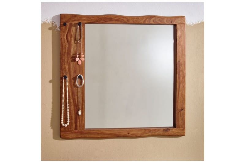 Speil Wohnling Trekanter i massiv treramme med kroker Landlig stil - Innredning - Speil - Veggspeil