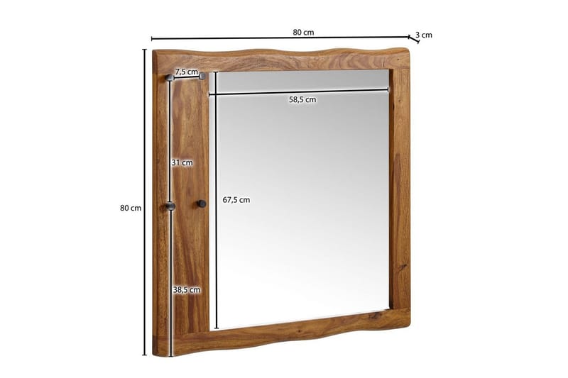 Speil Wohnling Trekanter i massiv treramme med kroker Landlig stil - Innredning - Speil - Veggspeil