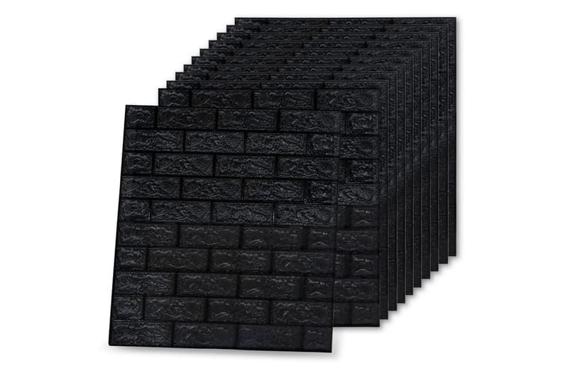 3D-tapet murstein selvklebende 10 stk svart - Svart - Fototapeter