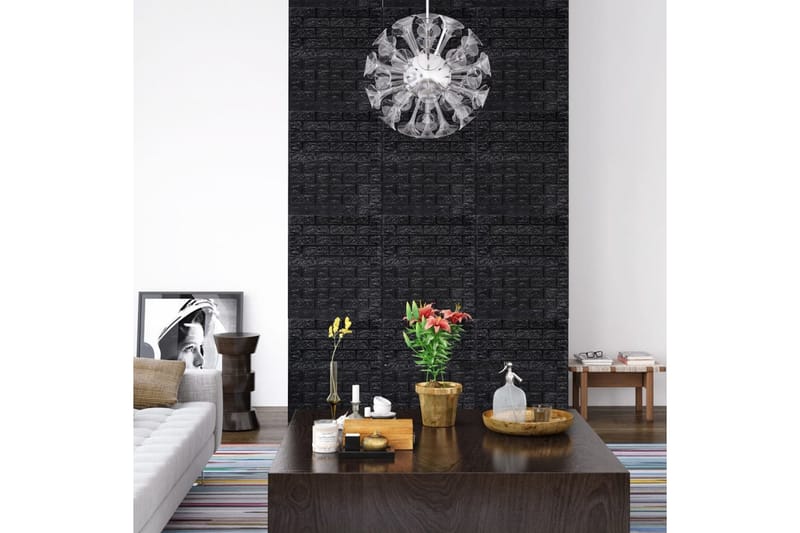 3D-tapet murstein selvklebende 20 stk svart - Svart - Fototapeter