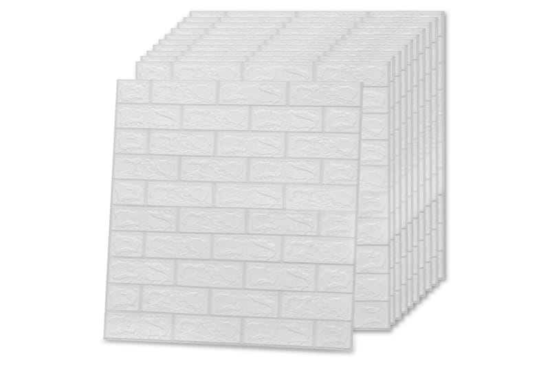 3D-tapet murstein selvklebende 40 stk hvit - Hvit - Fototapeter
