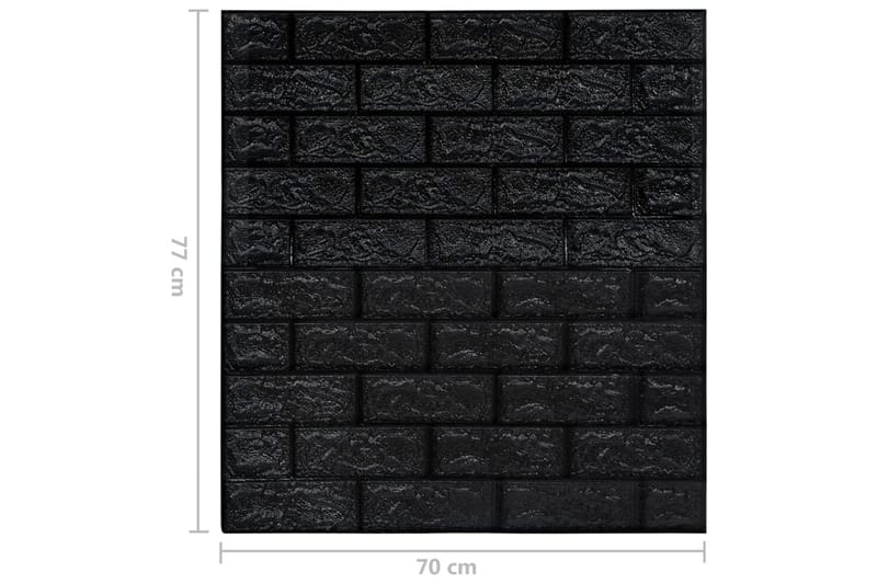 3D-tapet murstein selvklebende 40 stk svart - Svart - Innredning - Veggdekorasjon - Tapeter - Fototapeter