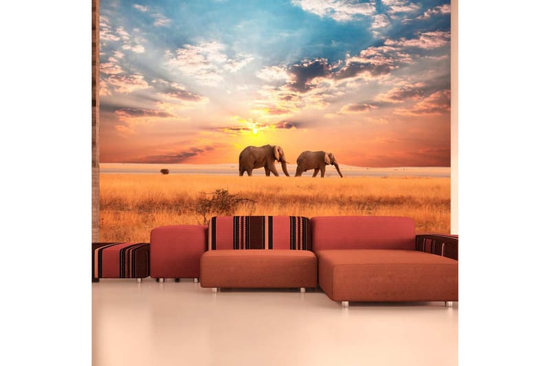 Fototapet Afrikansk Savanne Elefanter 400x309 - Artgeist sp. z o. o. - Innredning - Veggdekorasjon - Tapeter - Fototapeter