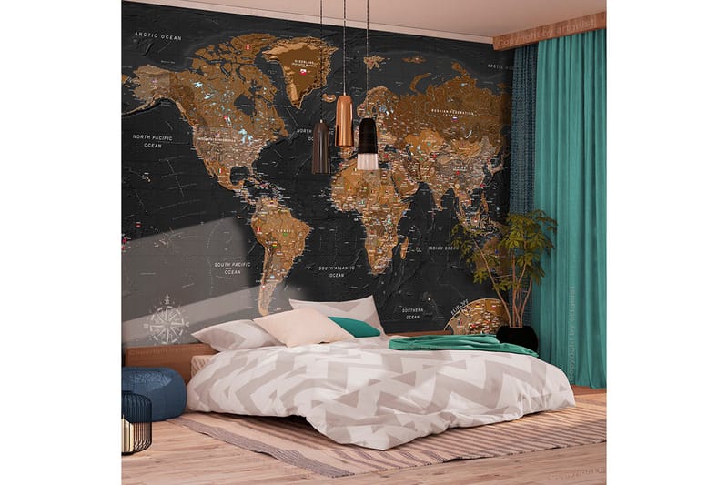 Fototapet World Stylish Map 200x140 - Finnes i flere størrelser - Innredning - Veggdekorasjon - Tapeter - Fototapeter