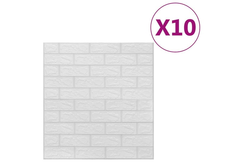 3D-tapet murstein selvklebende 10 stk hvit - Hvit - Innredning - Veggdekorasjon - Tapeter - Fototapeter