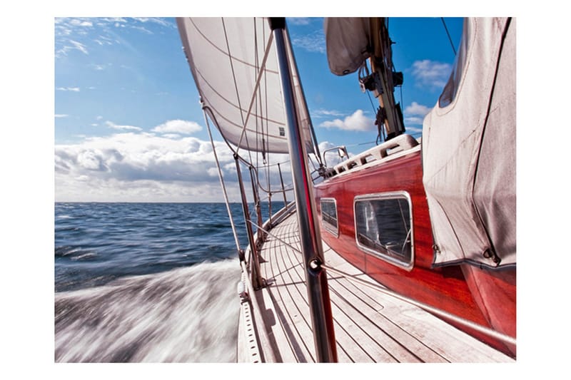 Fototapet A Boat Far From The Beach 200x154 - Artgeist sp. z o. o. - Innredning - Veggdekorasjon - Tapeter - Fototapeter