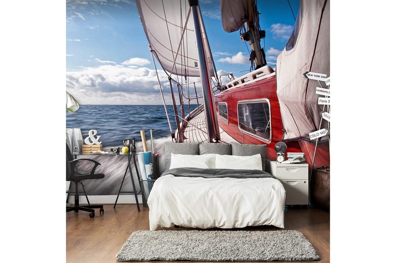 Fototapet A Boat Far From The Beach 250x193, Artgeist sp. z o. o.