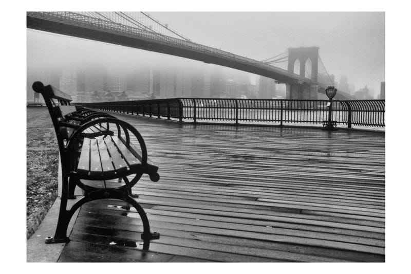 Fototapet A Foggy Day On The Brooklyn Bridge 150x105 - Artgeist sp. z o. o. - Fototapeter