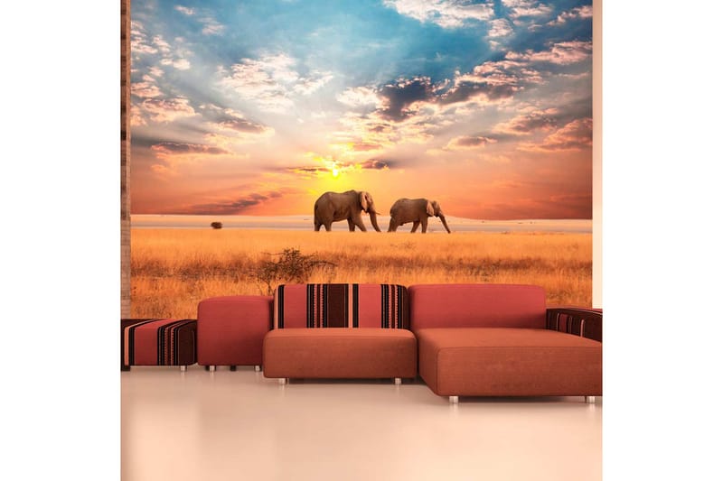 Fototapet African Savannah Elephants 250x193 - Artgeist sp. z o. o. - Innredning - Veggdekorasjon - Tapeter - Fototapeter