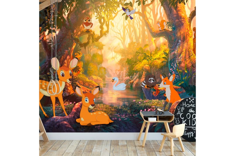 Fototapet Animals In The Forest 100x70 - Innredning - Veggdekorasjon - Tapeter - Fototapeter