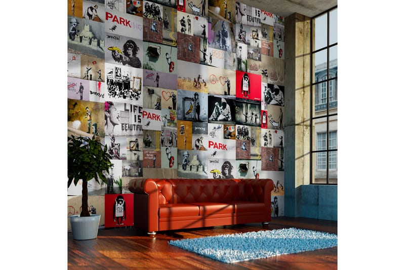 Fototapet Banksy A Collage 50x1000 - Artgeist sp. z o. o. - Innredning - Veggdekorasjon - Tapeter - Fototapeter