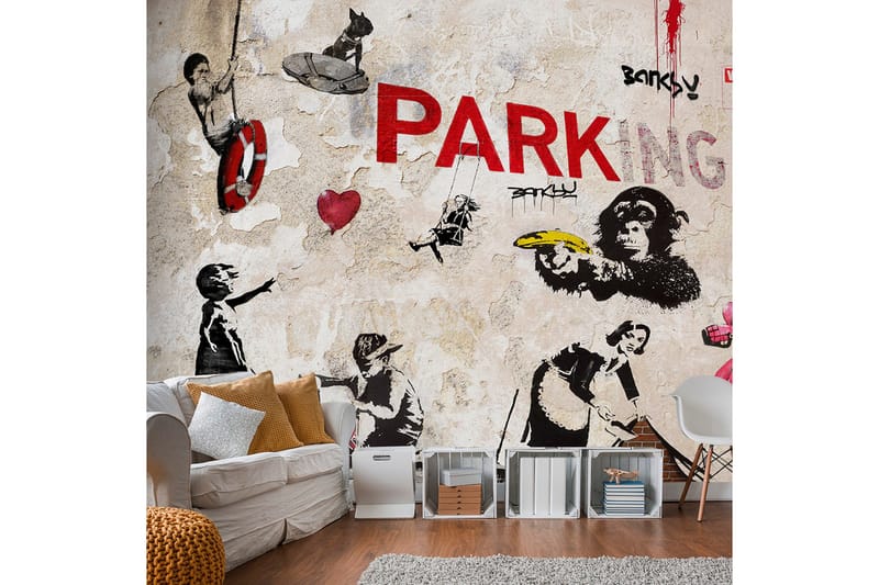 Fototapet Banksy Graffiti Collage 200x140, Finnes i flere størrelser