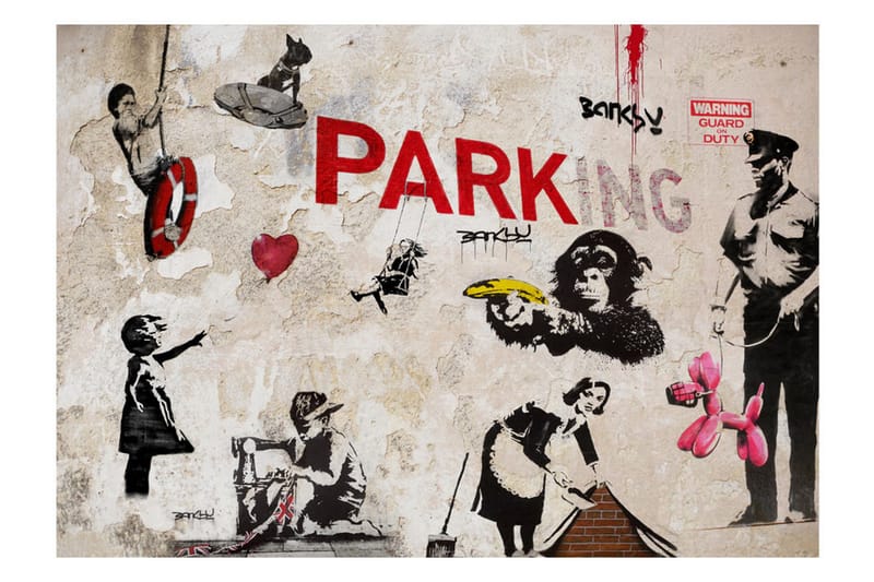 Fototapet Banksy Graffiti Collage 200x140 - Finnes i flere størrelser - Innredning - Veggdekorasjon - Tapeter - Fototapeter